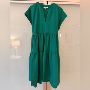 Calvin Klein Teal Textured Dress with Tie Back